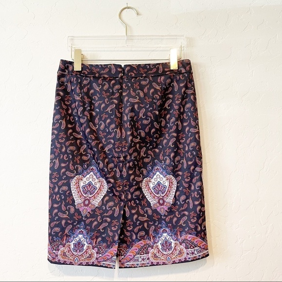J. Crew The Pencil Skirt Paisley Print Straight Purple - Picture 5 of 6